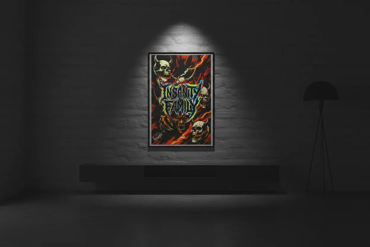 Insane Art poster A1 size - dramatic minimalist interior with spotlight